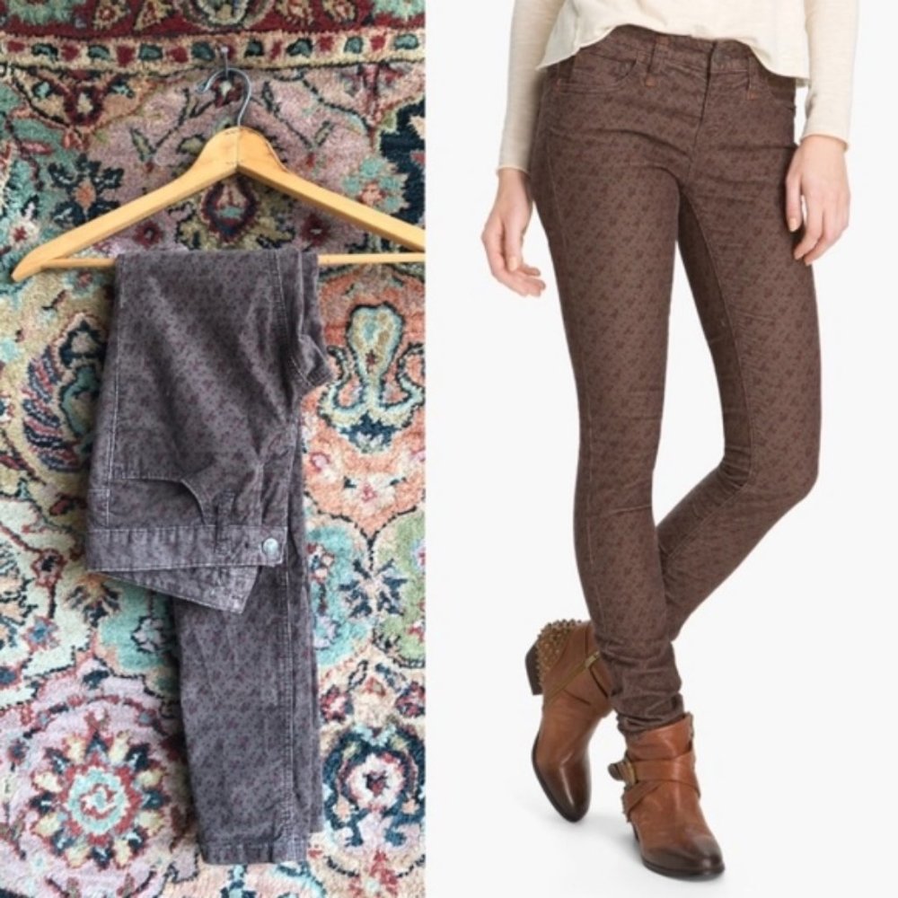 Free People Ditsy Floral Corduroy Skinny Jean - Picture 3 of 7